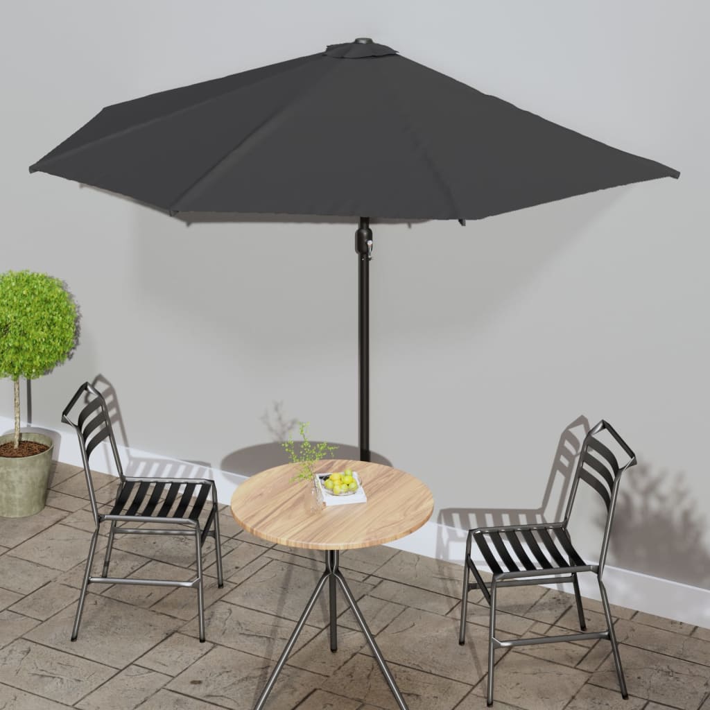 Balkon-Sonnenschirm Alu-Mast Bordeauxrot 270x144x222cm Halbrund