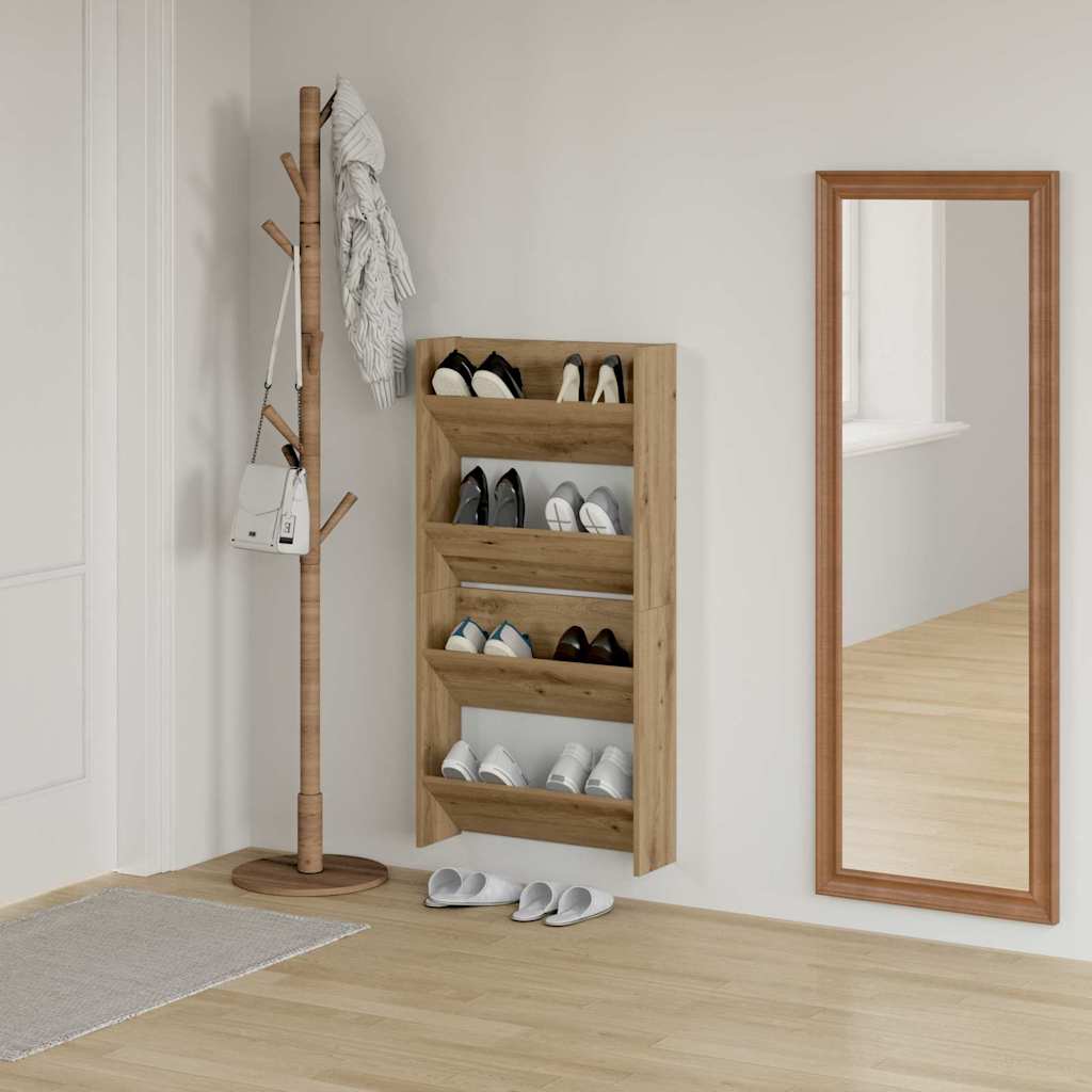 Wand-Schuhschränke 4 Stk. Weiß 60x18x60 cm Holzwerkstoff