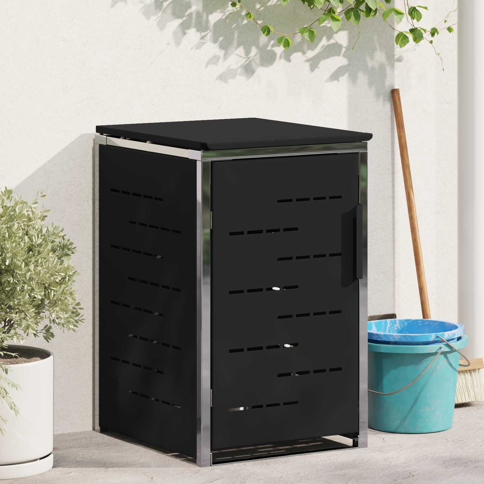 Mülltonnenbox for 2 Bins 240L Edelstahl Schwarz
