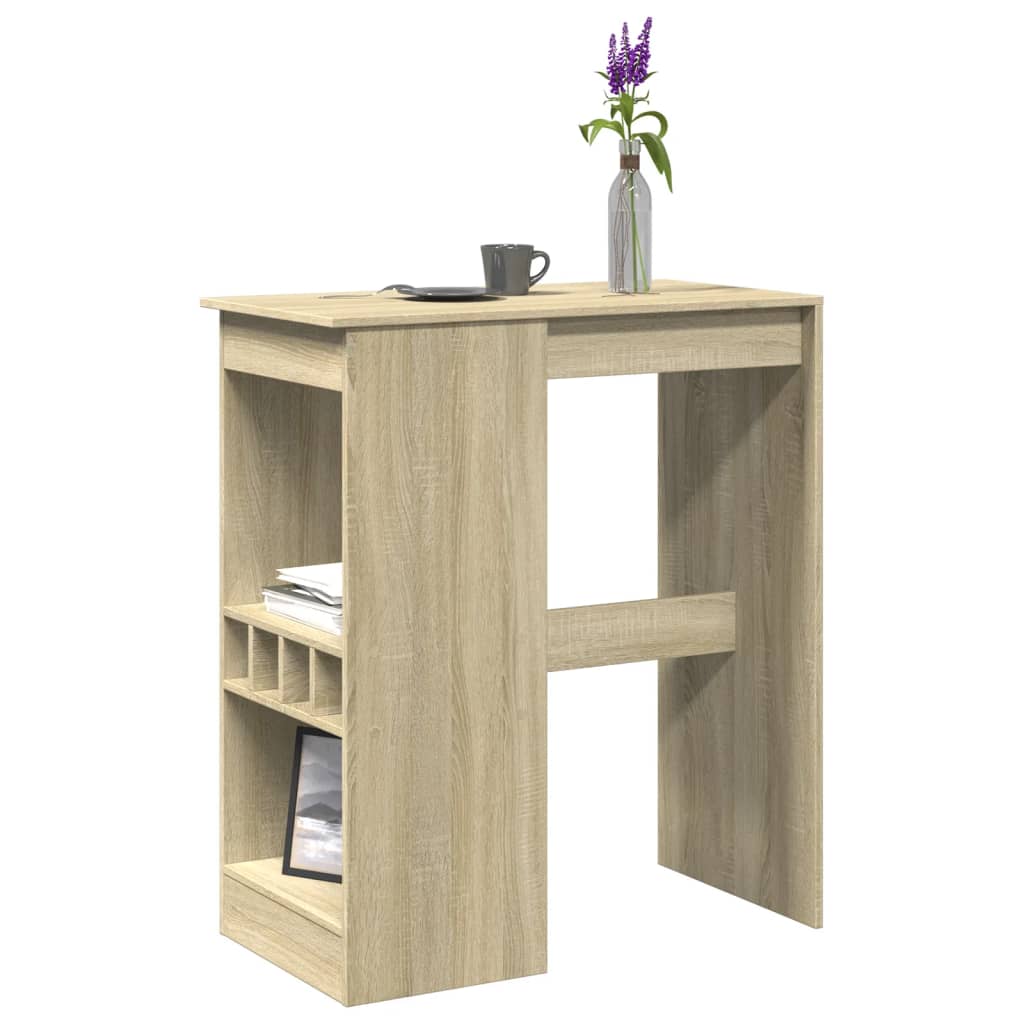 Bartisch mit Regal Schwarz Eichen-Optik 90 x 47,5 x 103,5 cm