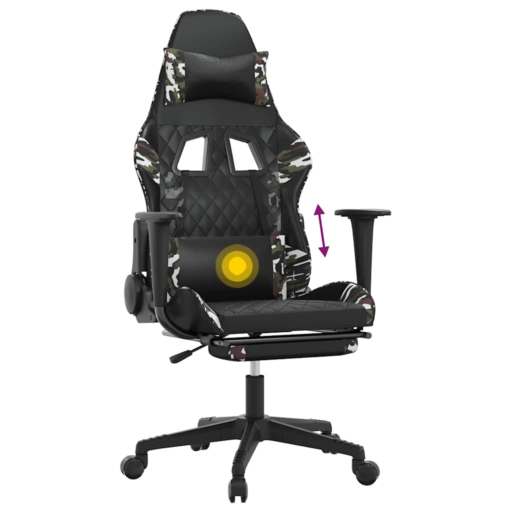 Gaming-Stuhl mit Massagefunktion Schwarz und Blau Kunstleder