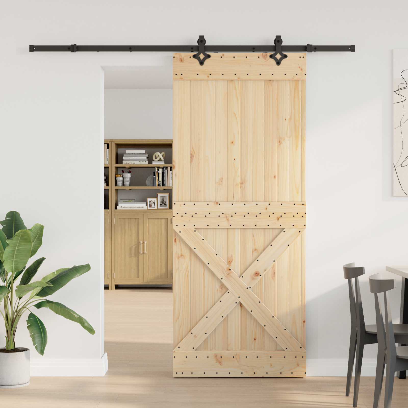 Schiebetür NARVIK Natürlich und Schwarz 70 x 210 cm (152,5 cm)
