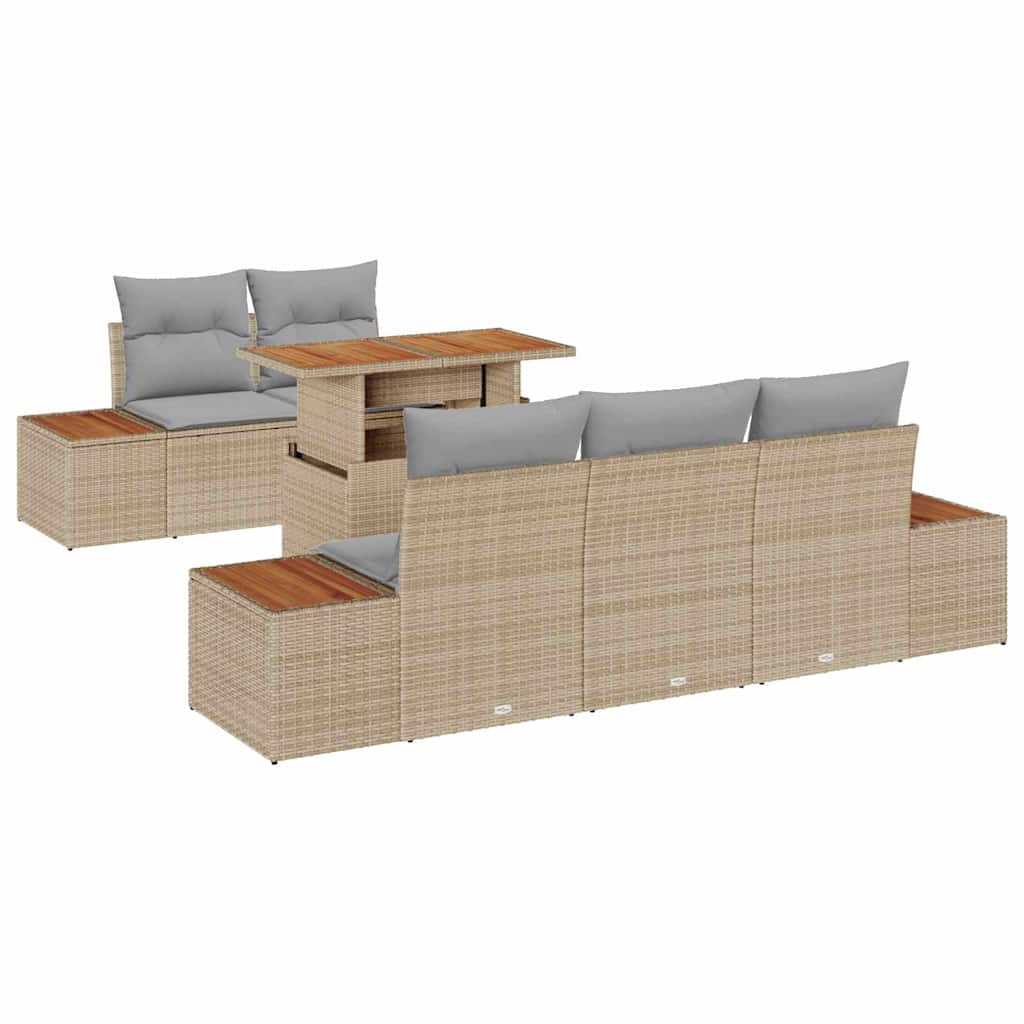 Garten Essgruppe mit Kissen 6 pcs Schwarz und Beige
