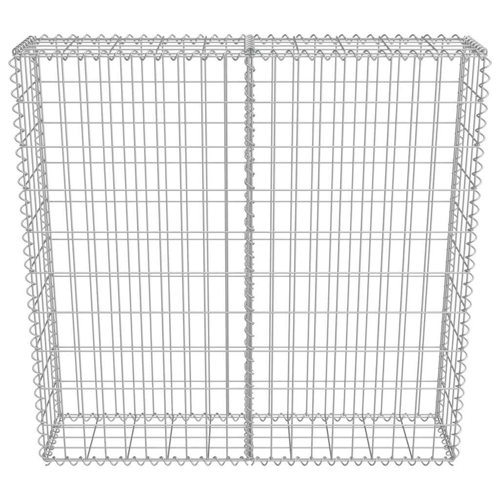 Gabionenwand mit Abdeckung Verzinkter Stahl 20×20×100 cm