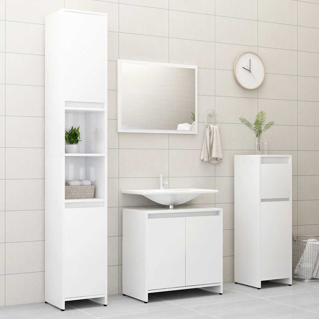 Badmöbel-Set Weiß Holzwerkstoff