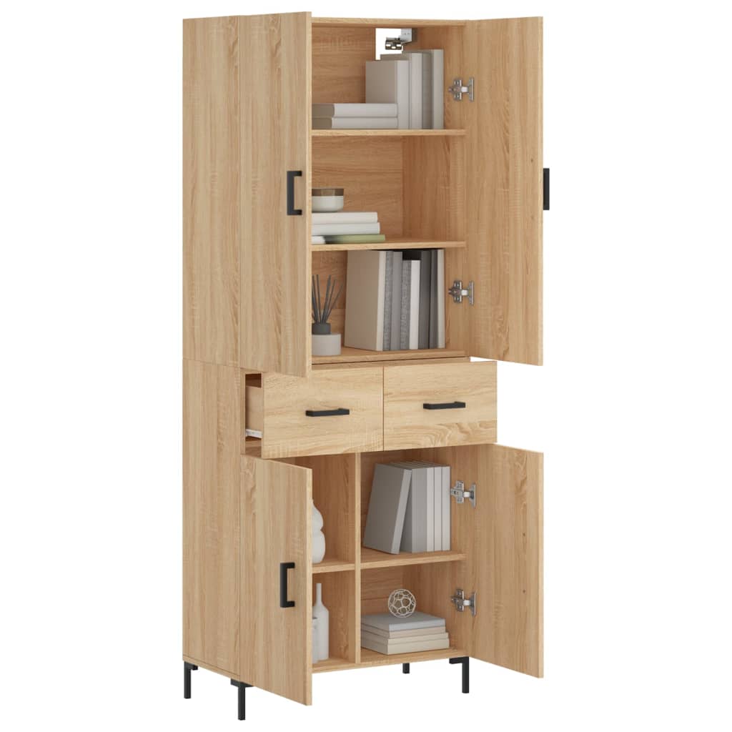 Highboard Betongrau 69,5x34x180 cm Holzwerkstoff