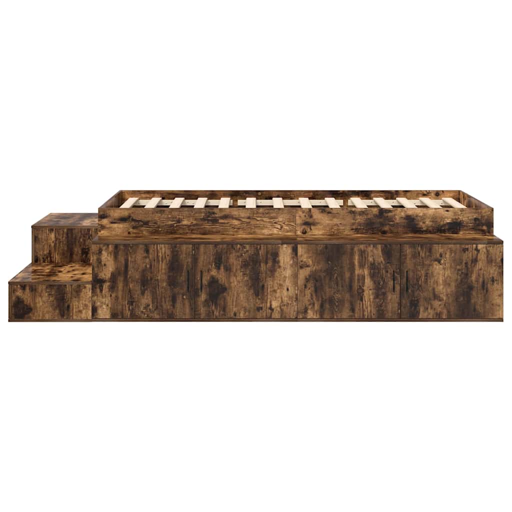 Aufbewahrungsbettgestell mit Speicher Weiß 80 cm Holzwerkstoff