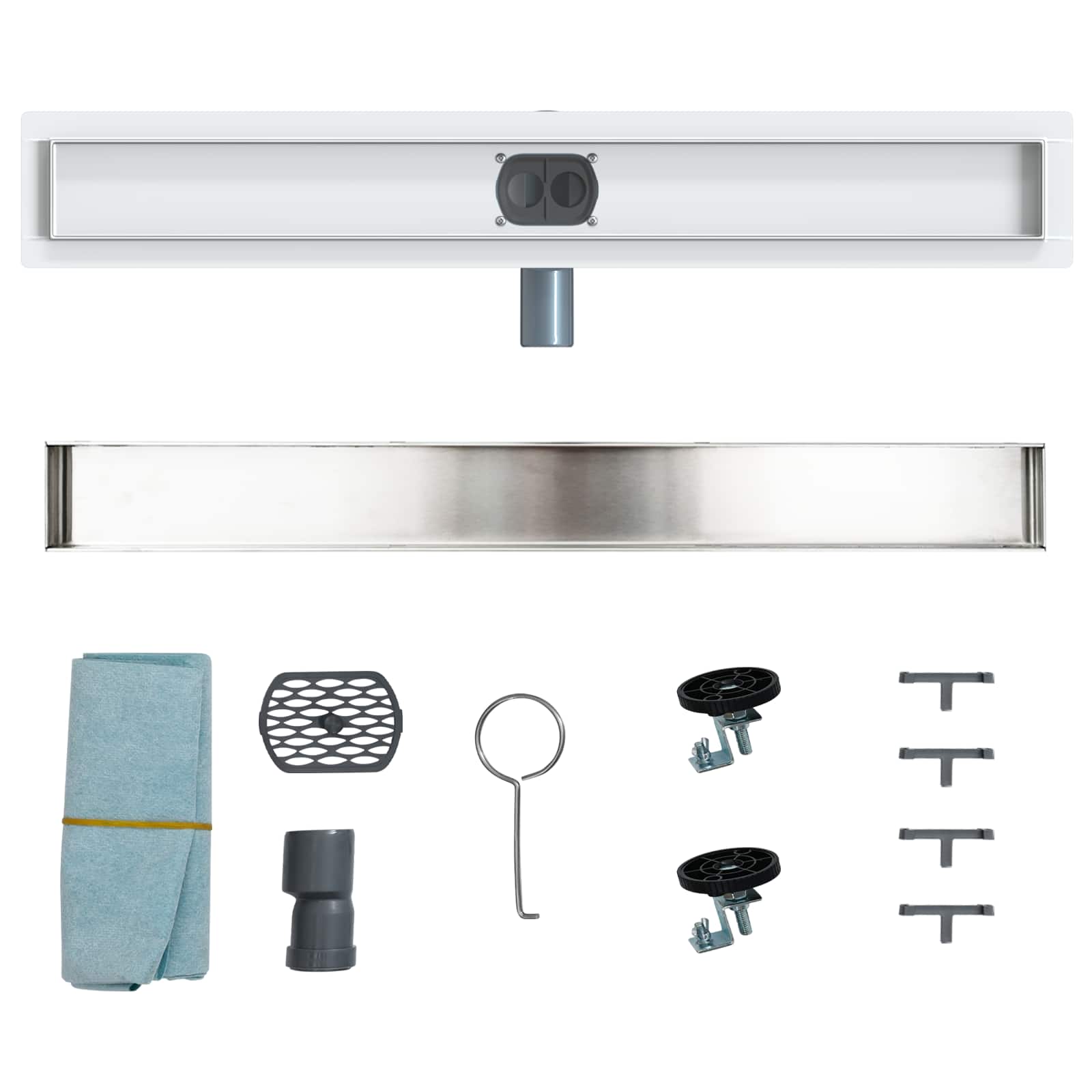 Duschablauf 2-in-1 mit 360° Siphon Silber 54 x 11 x 9,5 cm