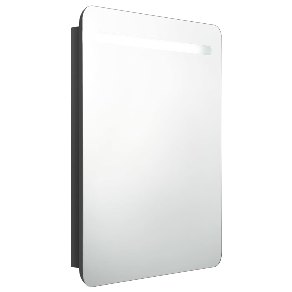 LED-Bad-Spiegelschrank Glänzendes Grau 60x11x80 cm