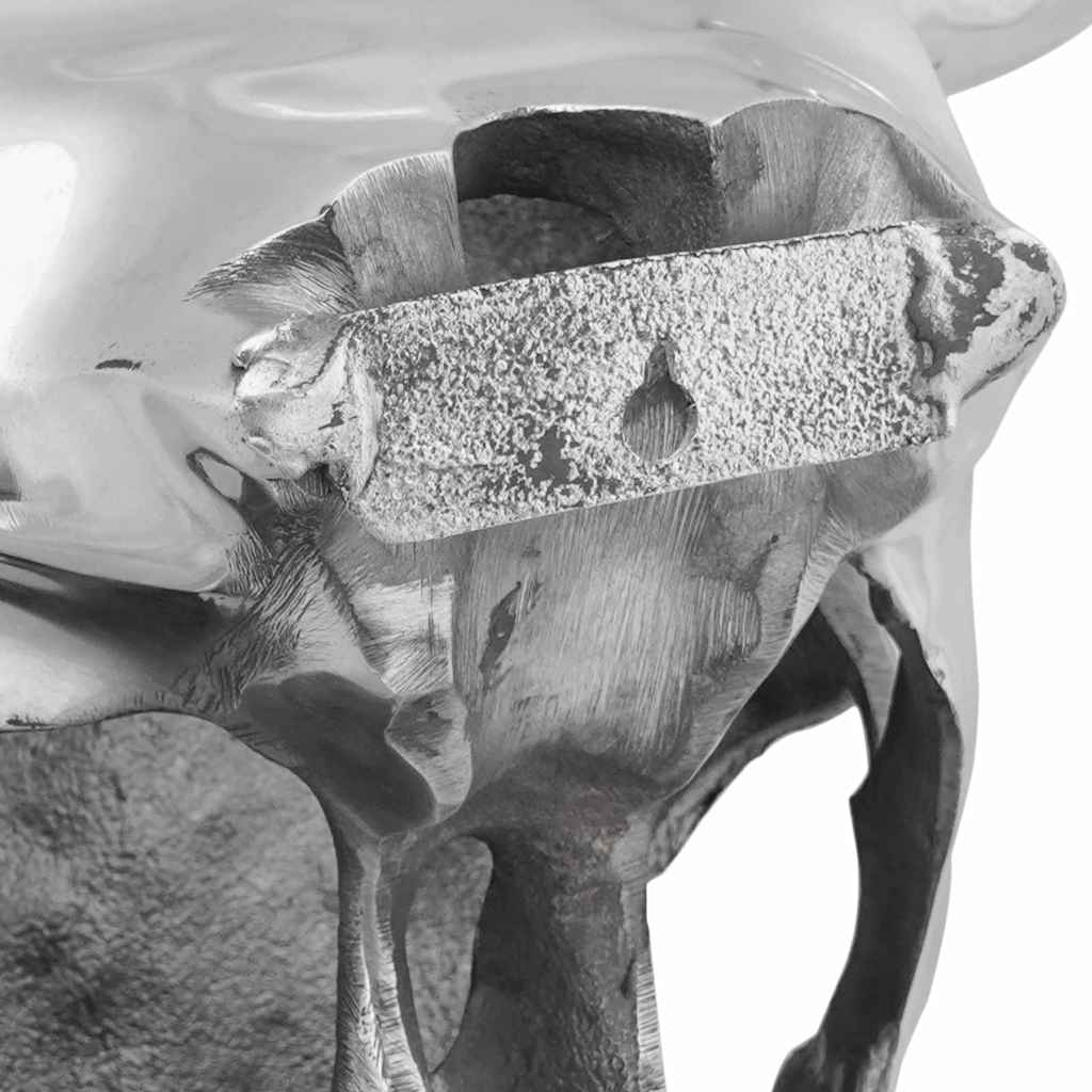 Bullen Schädel Silber 49 x 10 x 36 cm Aluminium