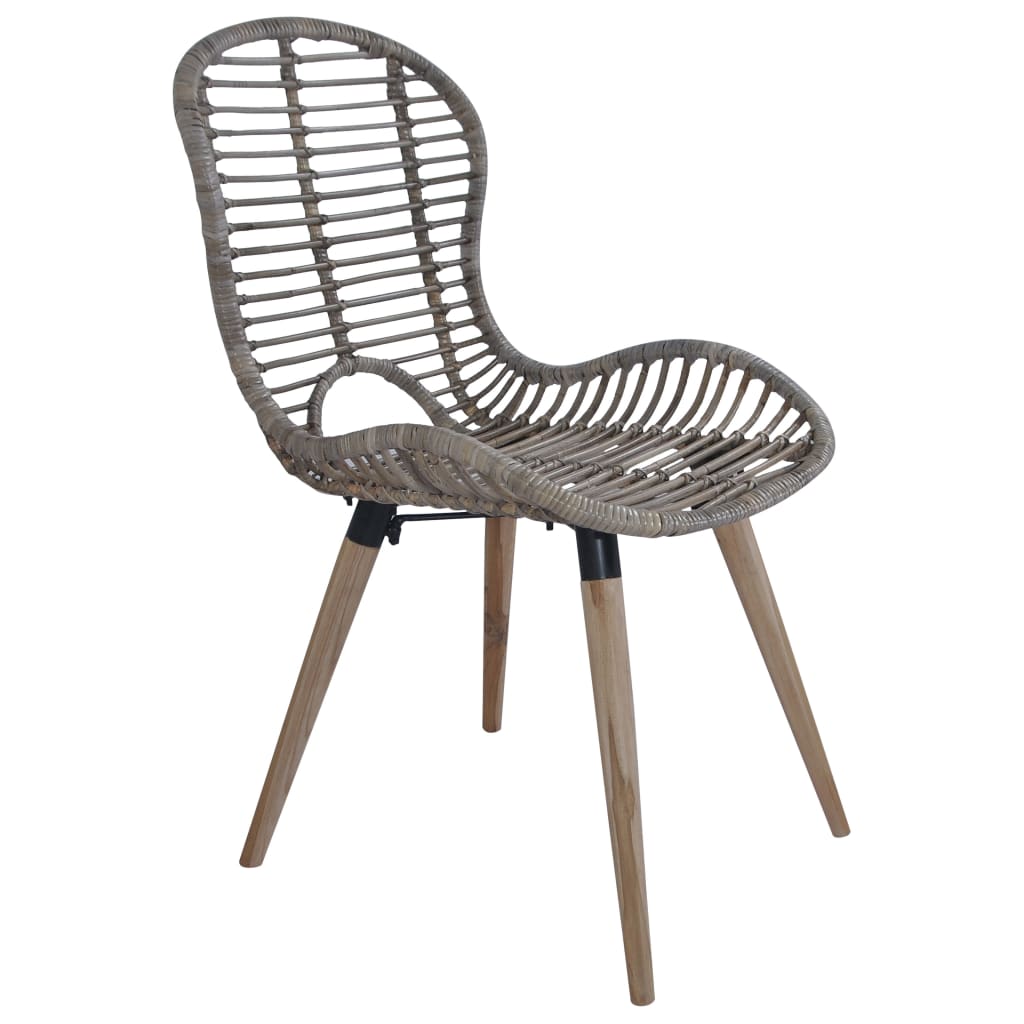 Esszimmerstühle 2 Stk. Schwarz Natur Rattan