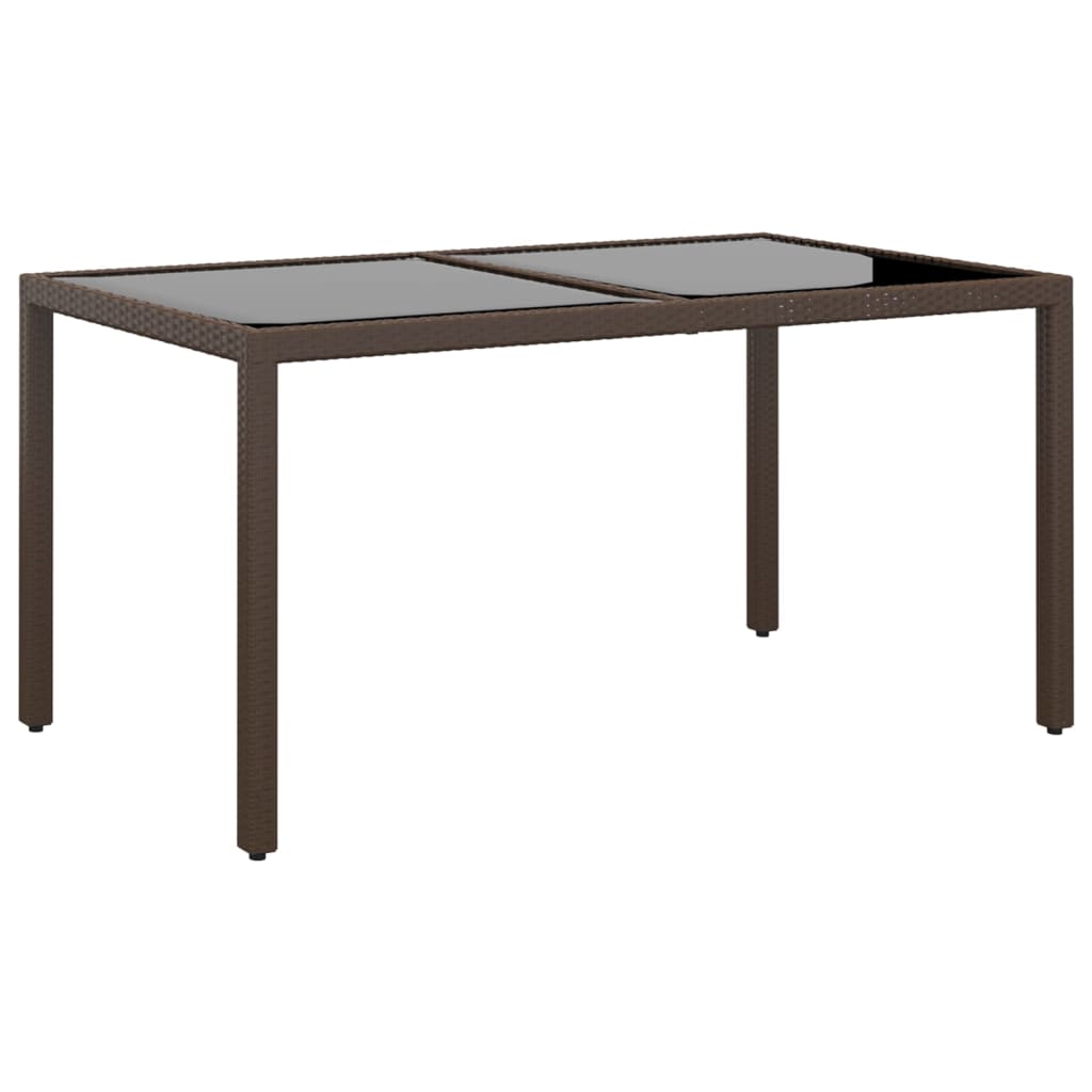 Gartentisch 150x90x75 cm Hartglas und Poly Rattan Schwarz