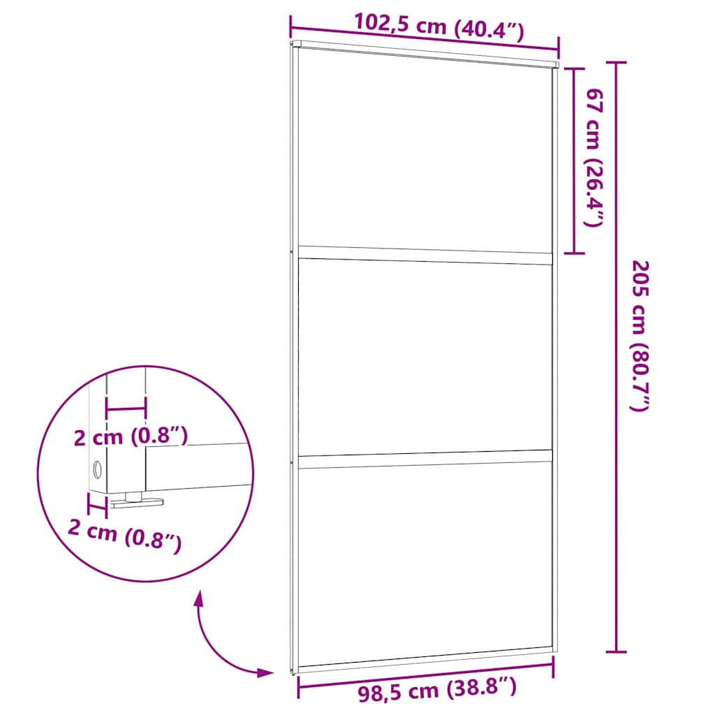 Schiebetür 3-teilig ESG-Glas und Aluminium 76x205 cm Schwarz
