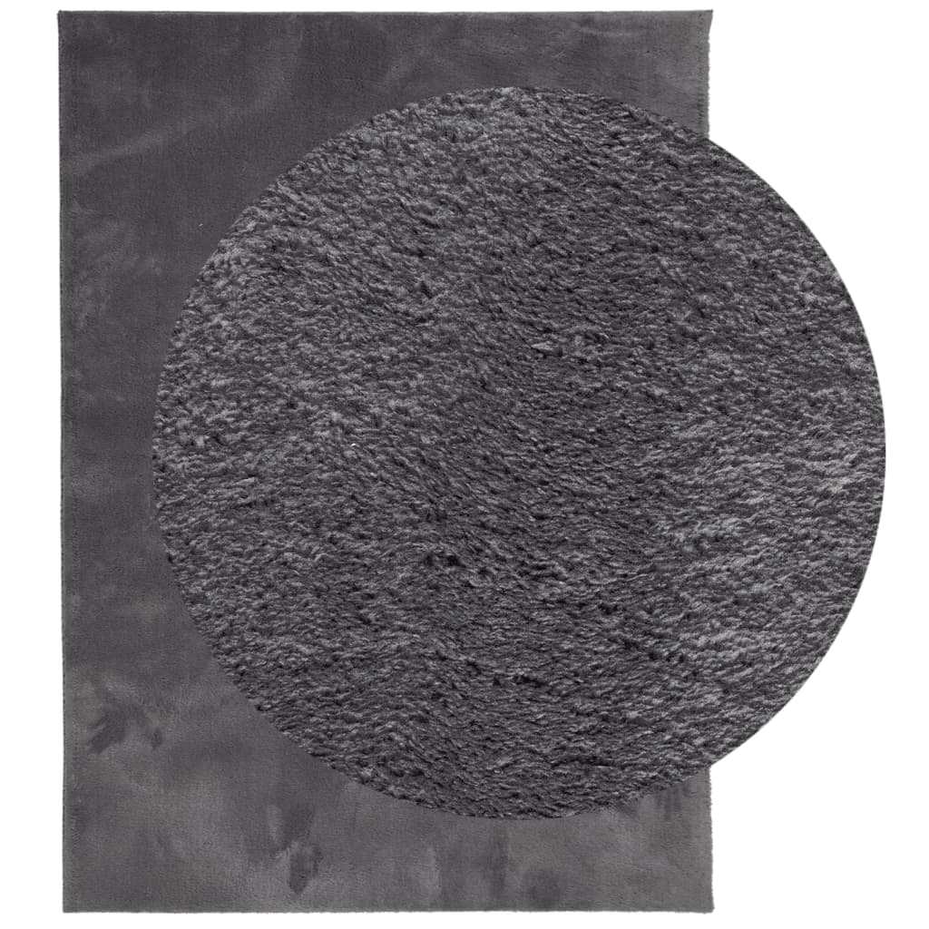 Teppich HUARTE Kurzflor Weich und Waschbar Anthrazit 60x110 cm