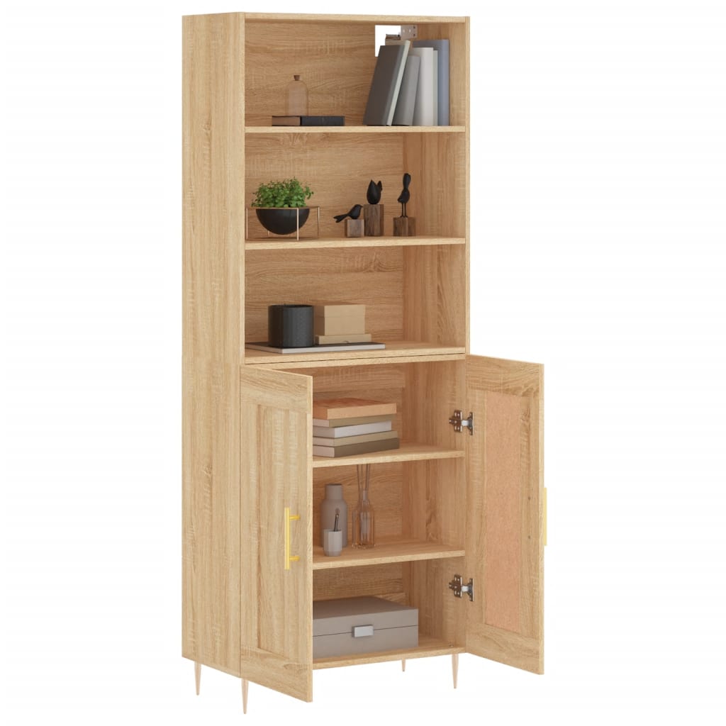 Highboard Hochglanz-Weiß 69,5x34x180 cm Holzwerkstoff