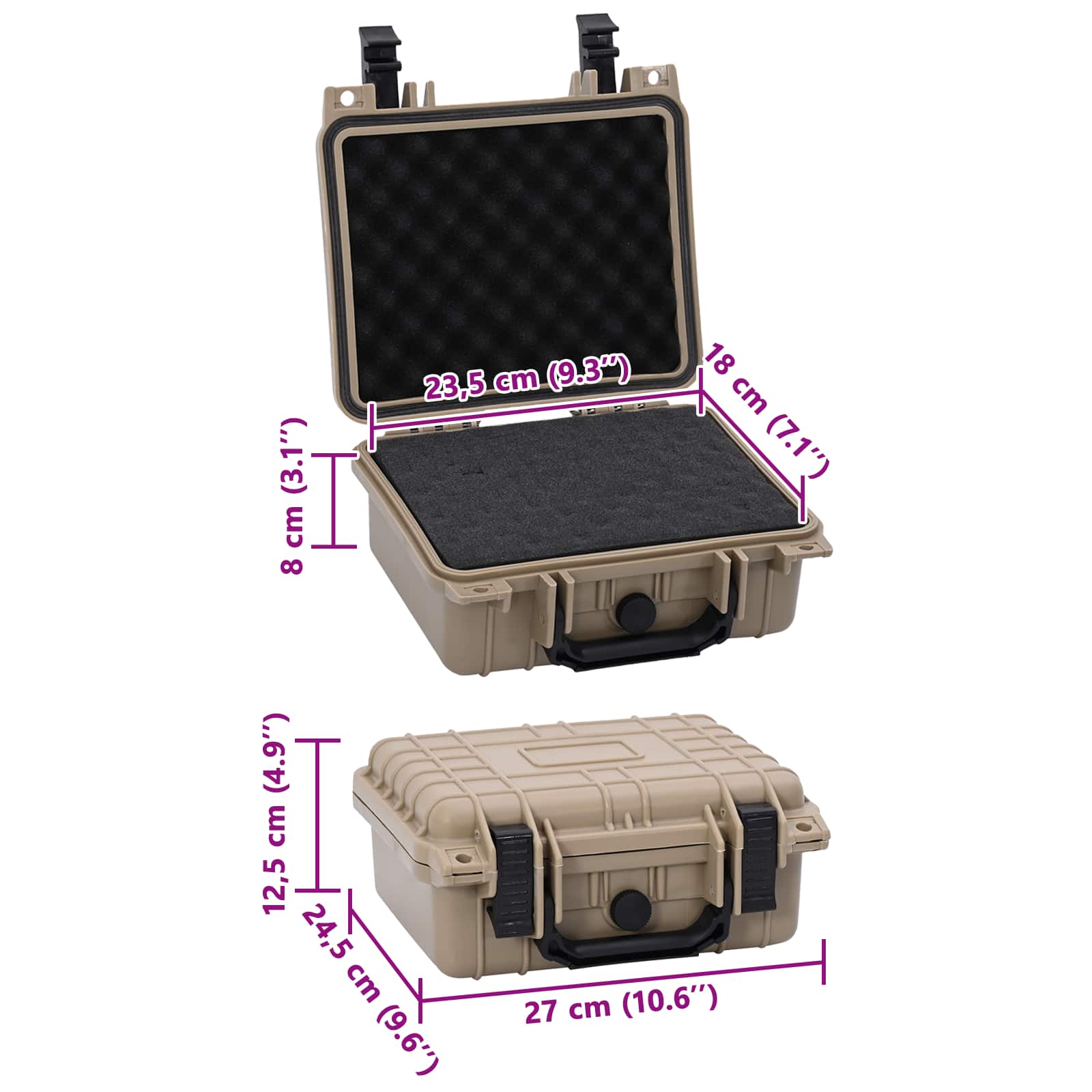 Koffer für Flugreise Tragbar Schwarz 46,5x21,5x17,5 cm PP