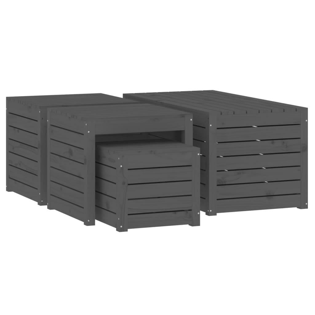 4-tlg. Gartenbox-Set Massivholz Kiefer