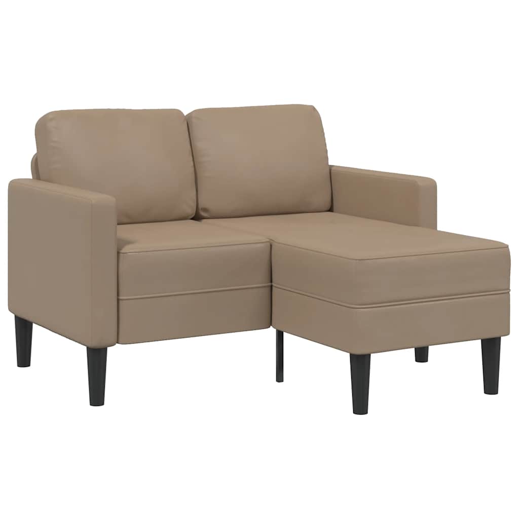 2-Sitzer-Sofa mit Chaiselongue L-förmig Schwarz 125 cm Kunstleder