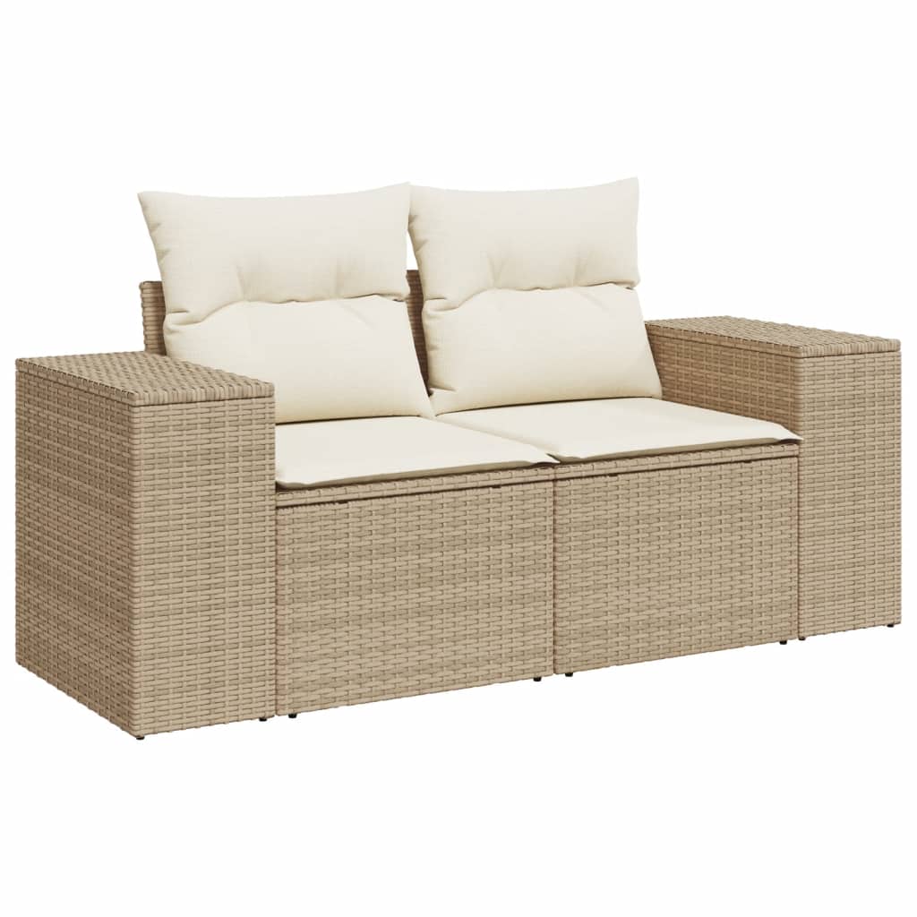 10-tlg. Garten-Sofagarnitur mit Kissen Schwarz Poly Rattan