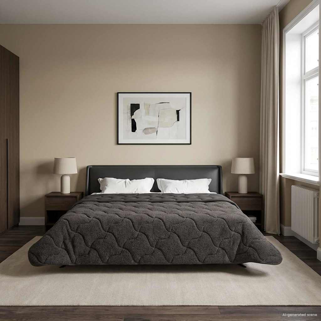 Ganzjahresbettdecke Gepolstert Anthrazit 135 x 200 cm