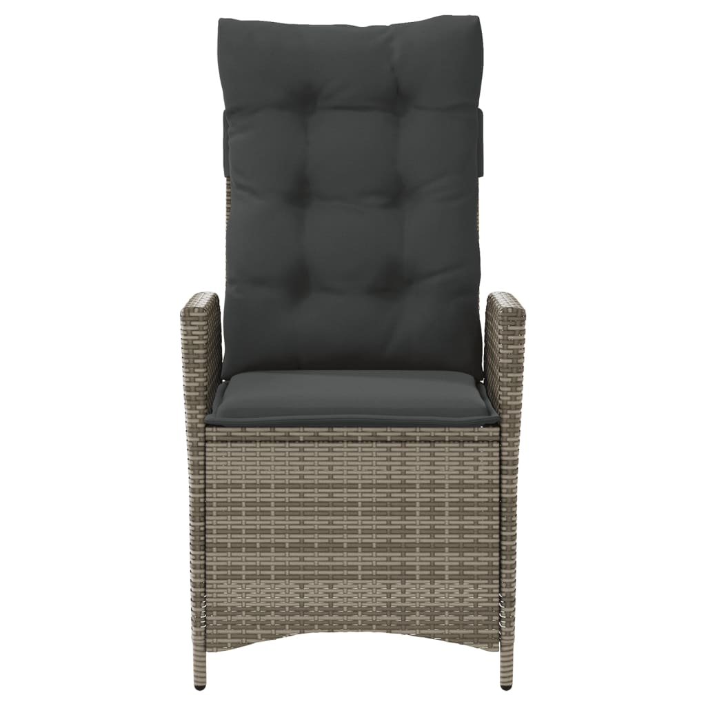 Gartensessel Verstellbar mit Kissen Schwarz Poly Rattan