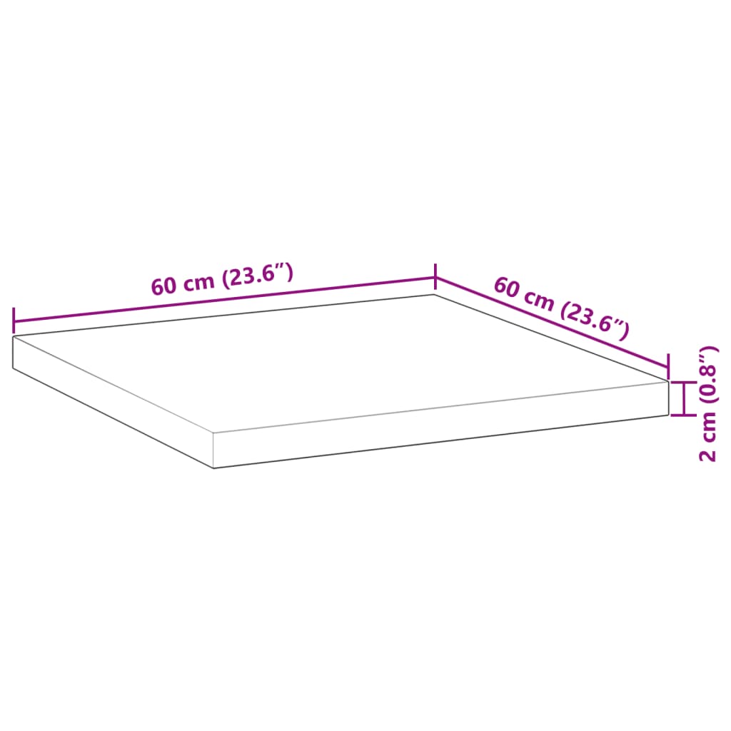 Tischplatte Rund Ø40x2 cm Massivholz Akazie