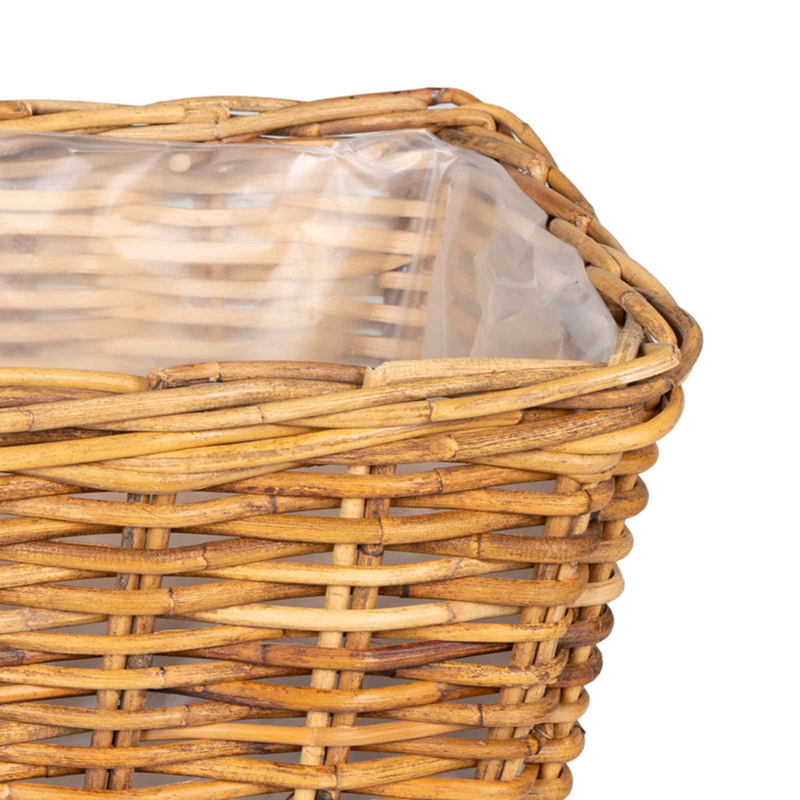 Blumentopfkorb mit Speicher 3 Stk. Natürliches Grau Kubu Rattan