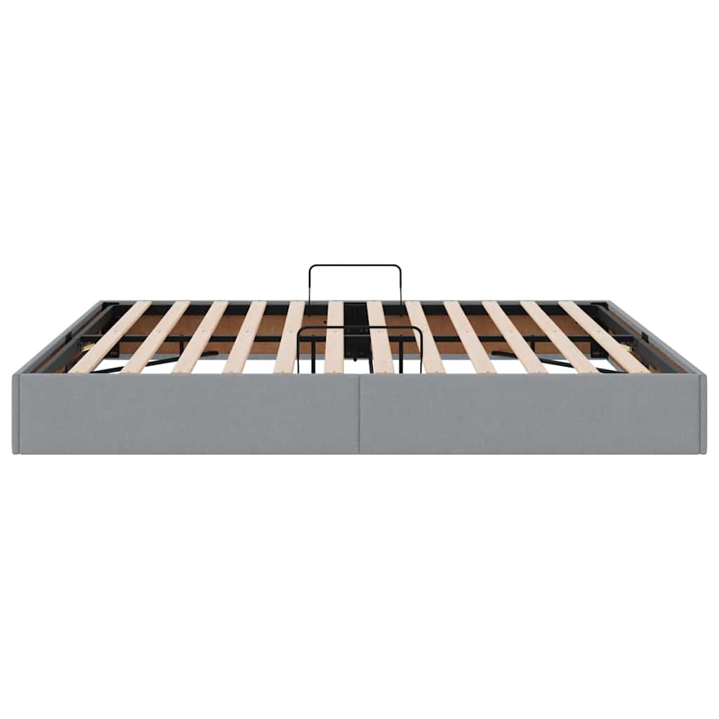 Aufbewahrungsbett mit Kopfteil Hellgrau 90 x 190 cm Stoff