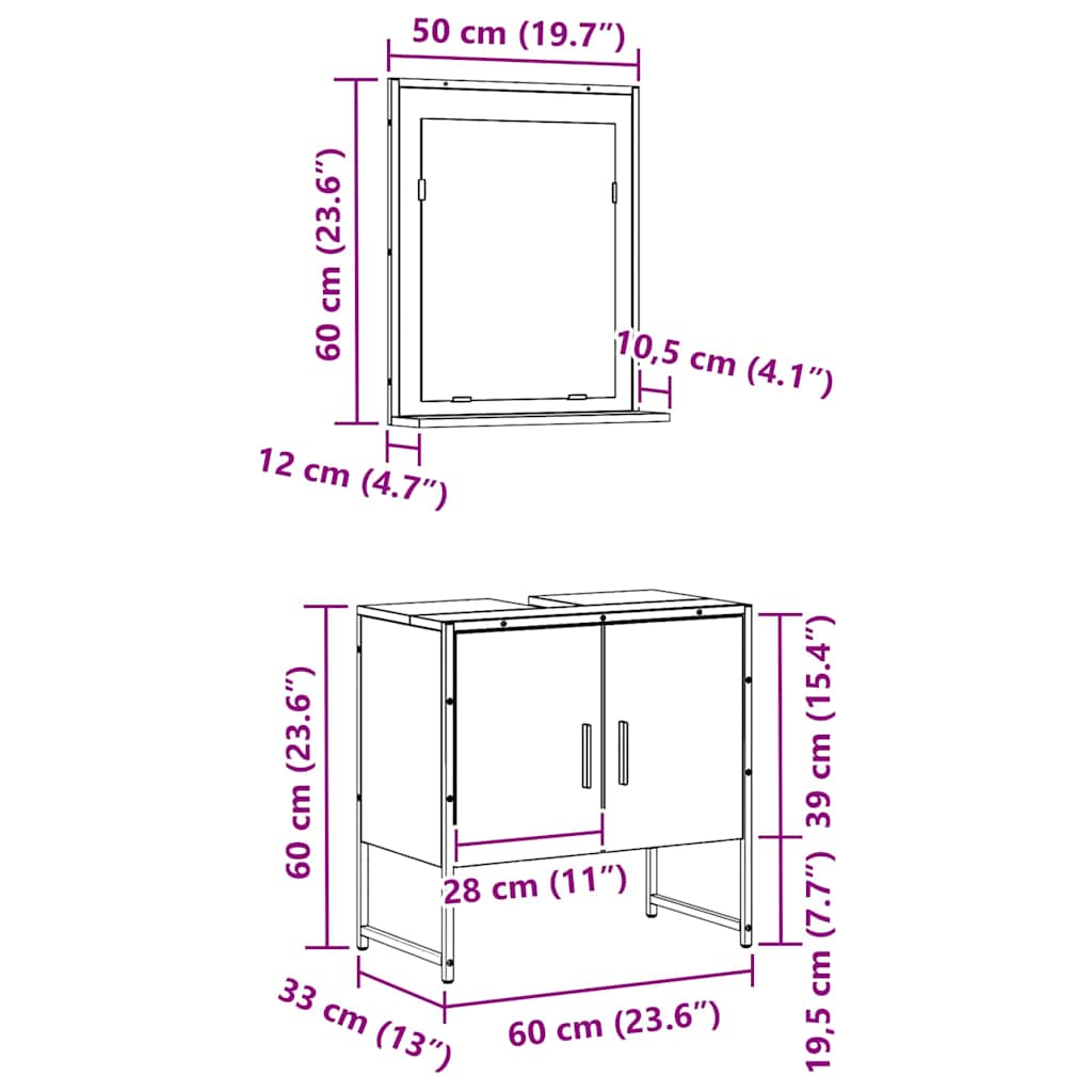 2-tlg. Badmöbel-Set Räuchereiche Holzwerkstoff
