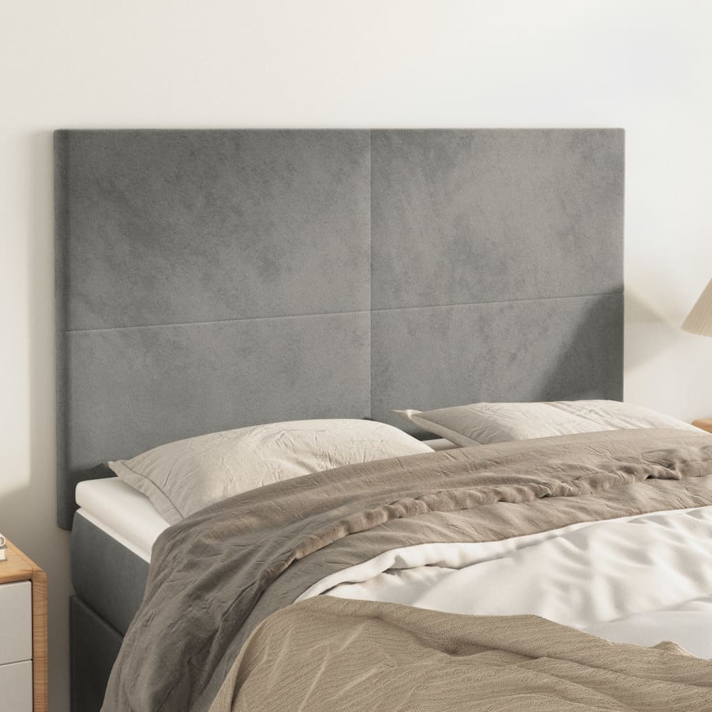 Kopfteil Hellgrau 80x5x118/128 cm Samt