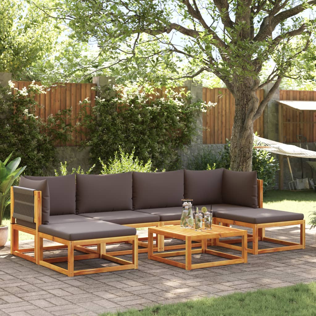 6-tlg. Gartensofa-Set mit Kissen Holz Akazie & Seil