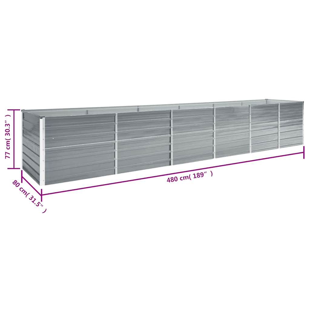 Hochbeet 160 x 80 x 77 cm Verzinkter Stahl Grau