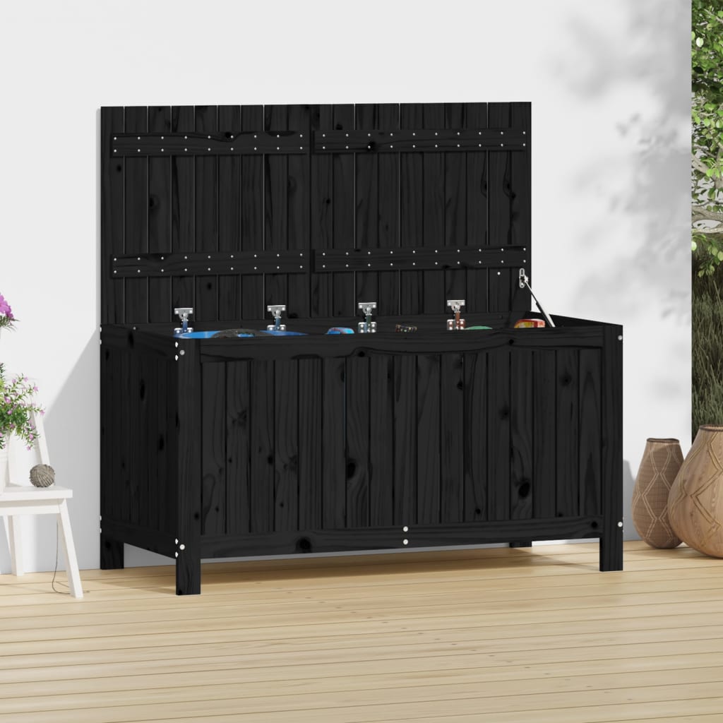 Gartentruhe Grau 76x42,5x54 cm Massivholz Kiefer