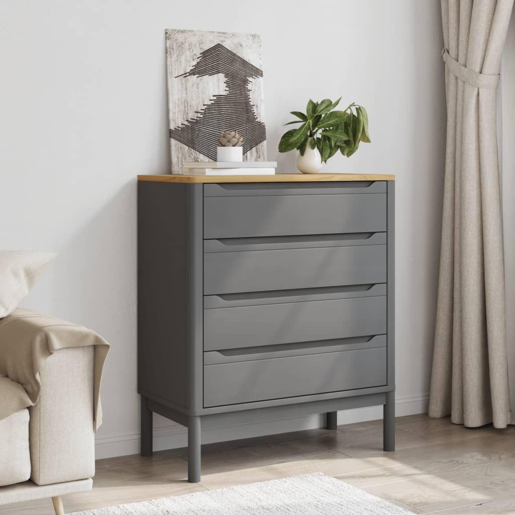 Kommode FLORO Wachsbraun Massivholz Kiefer