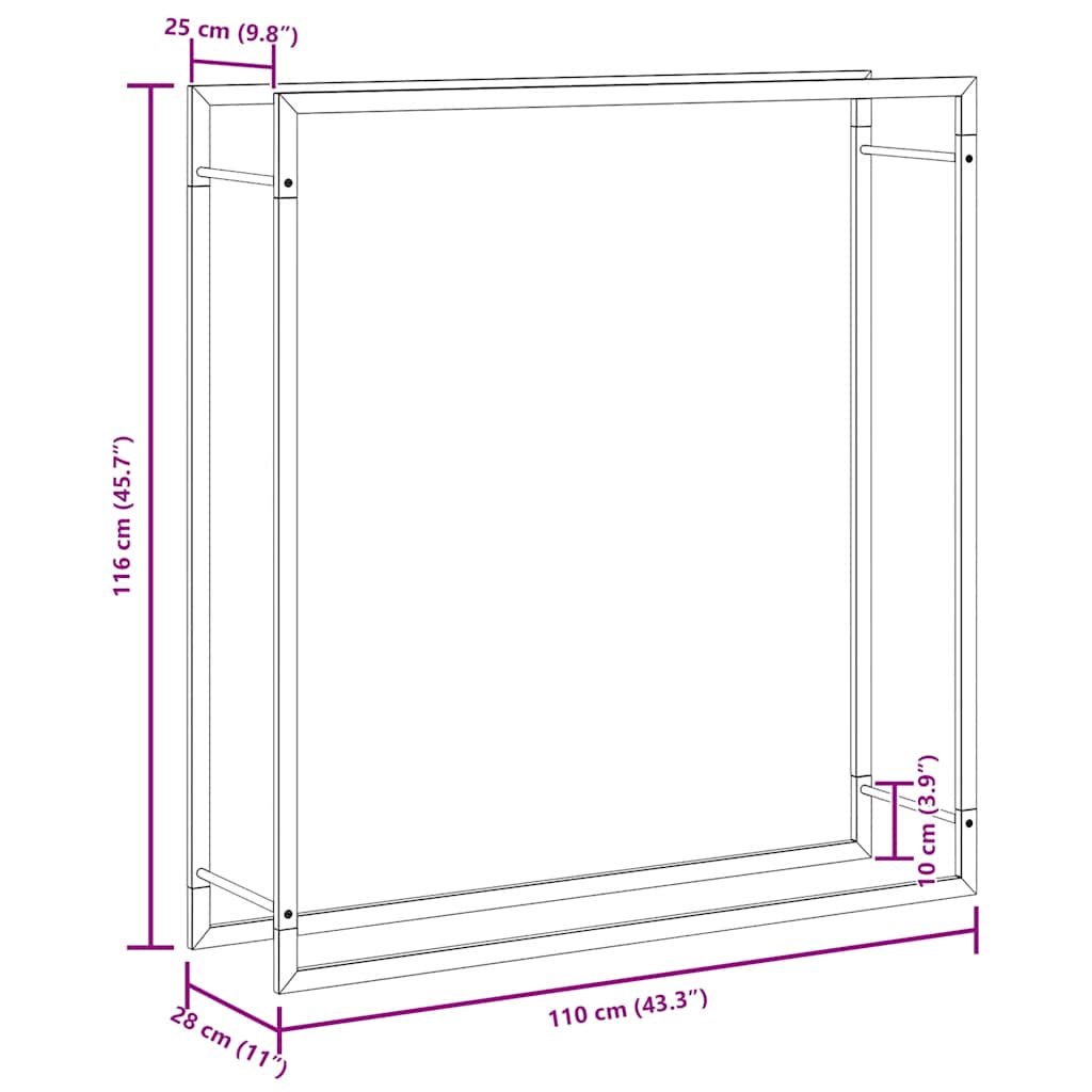 Brennholzregal 50x28x94 cm Edelstahl