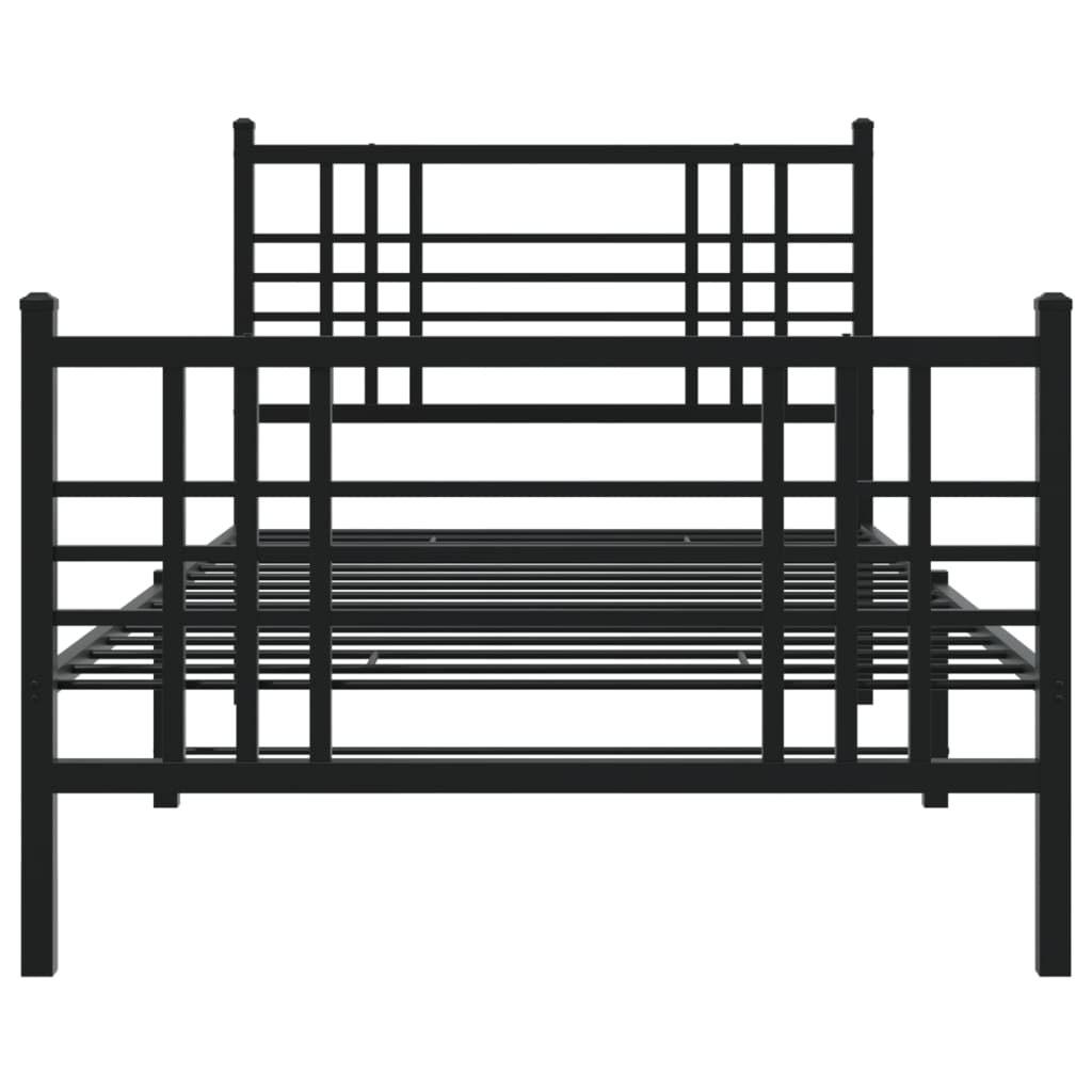 Bettgestell mit Kopf- und Fußteil Metall Schwarz 90x200 cm