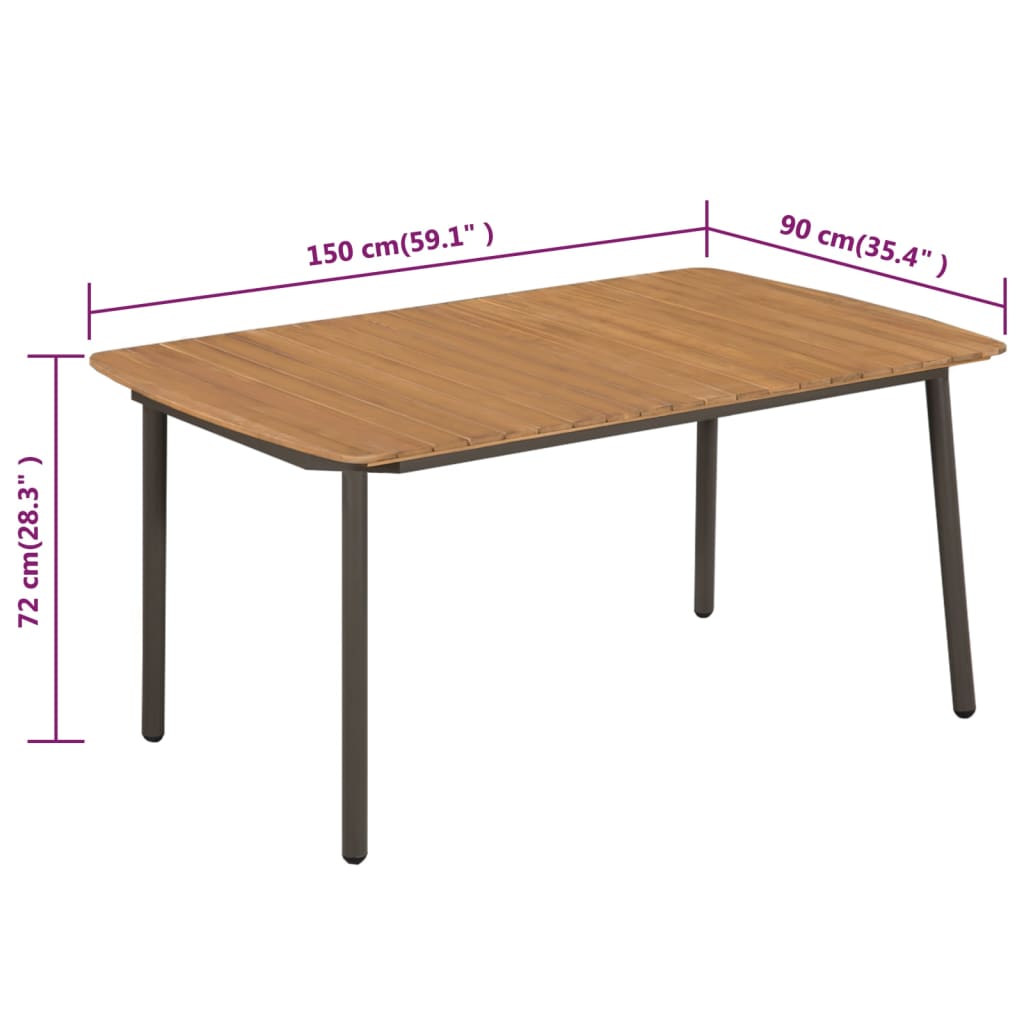 Couchtisch 80x80x72 cm Massivholz Akazie und Stahl