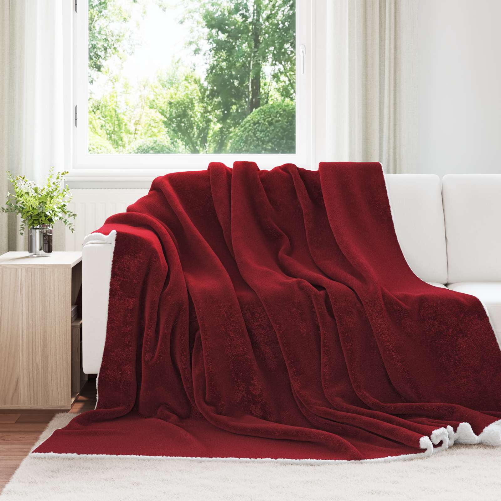 Überwurfdecke Beige 130 x 150 cm Fleece