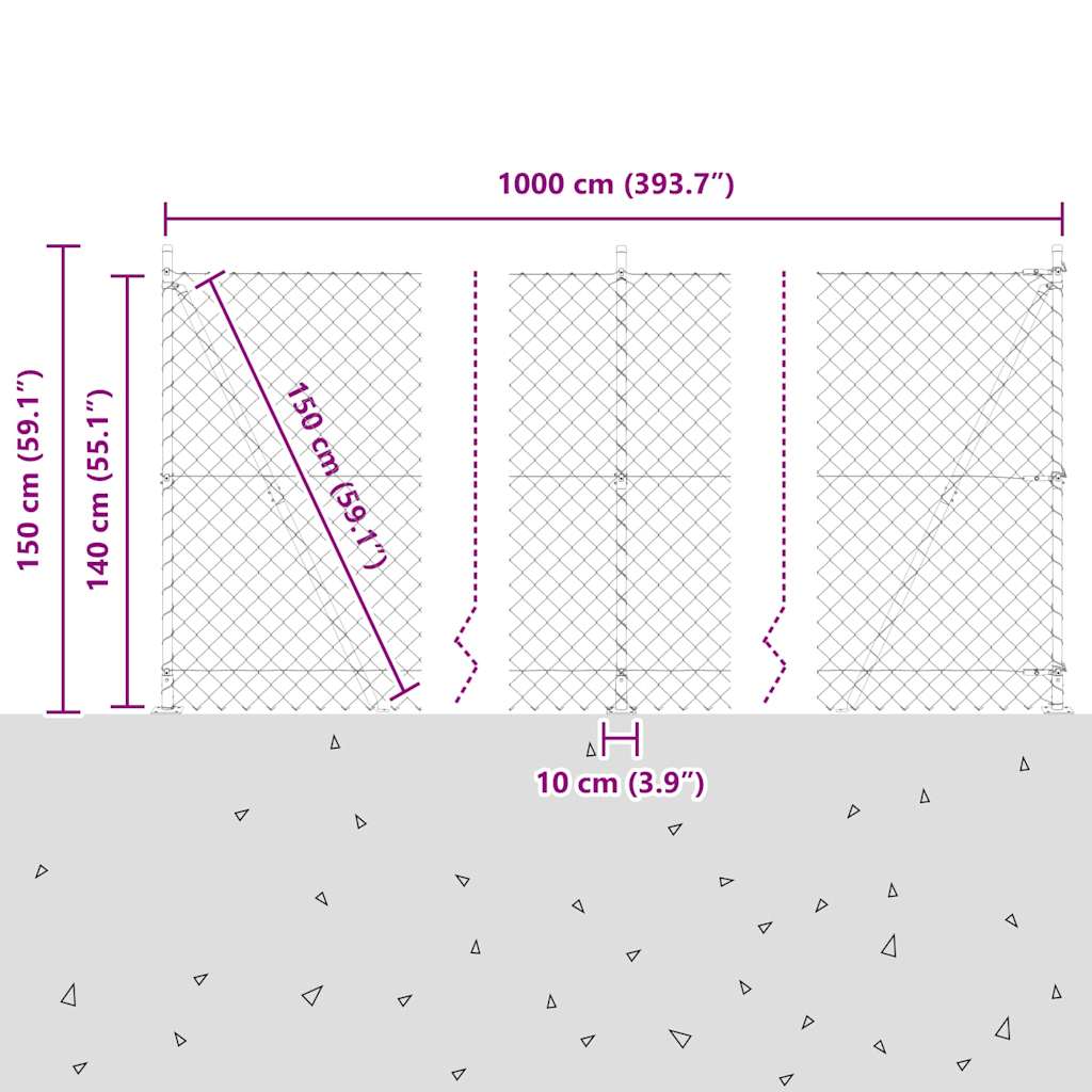 Outdoor Kettenglied-Zaun Erdfixierung 10 x 0,4 m Grün Netz