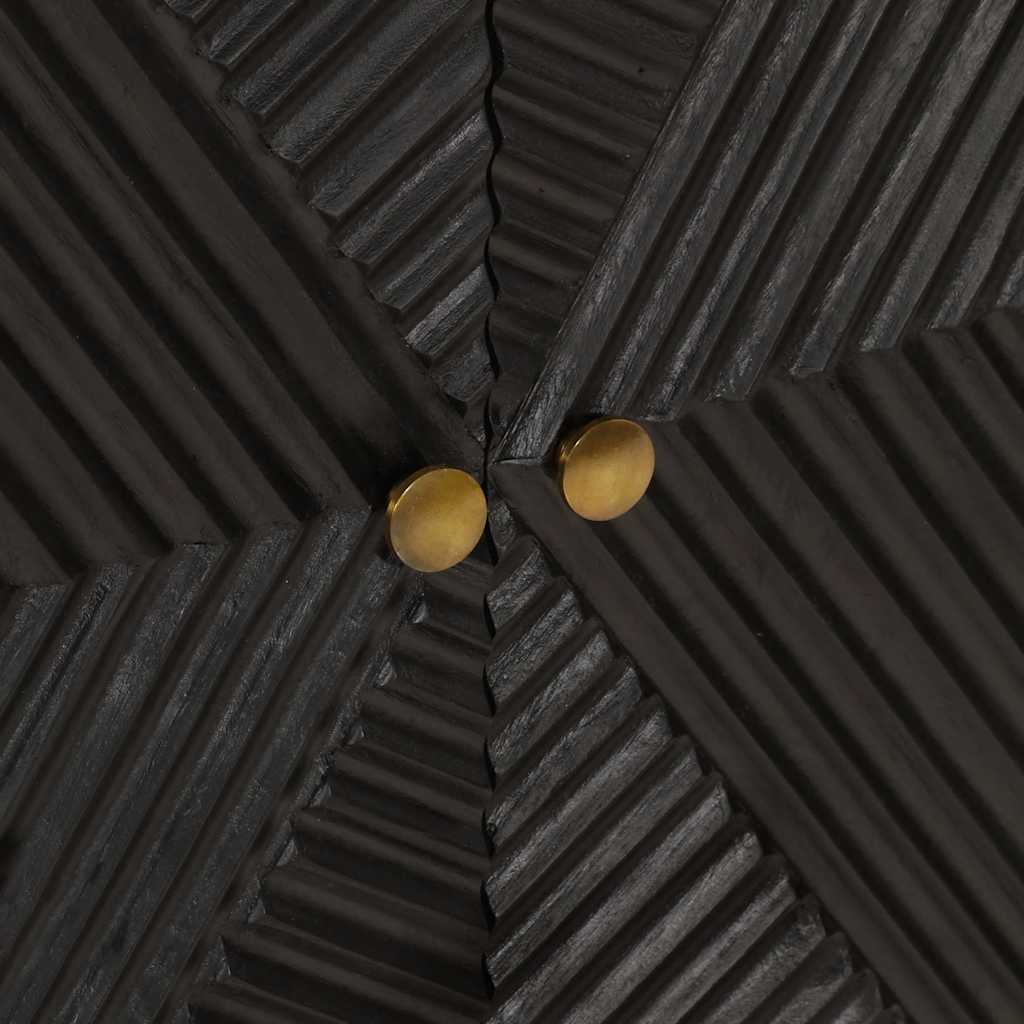 Nachttisch Schwarz 40x30x50 cm Massivholz Mango und Eisen