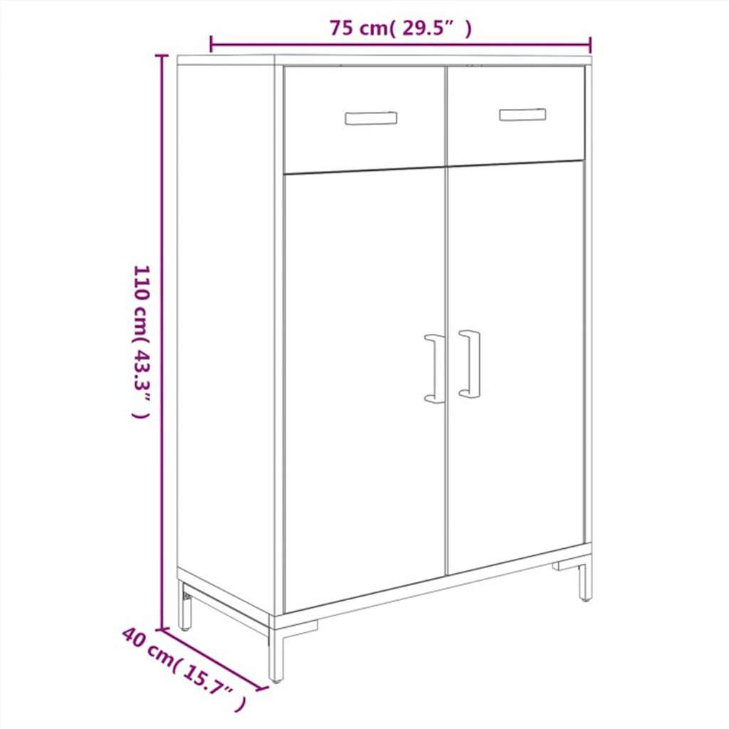 Schuhschrank 75x40x110 cm Massivholz Kiefer