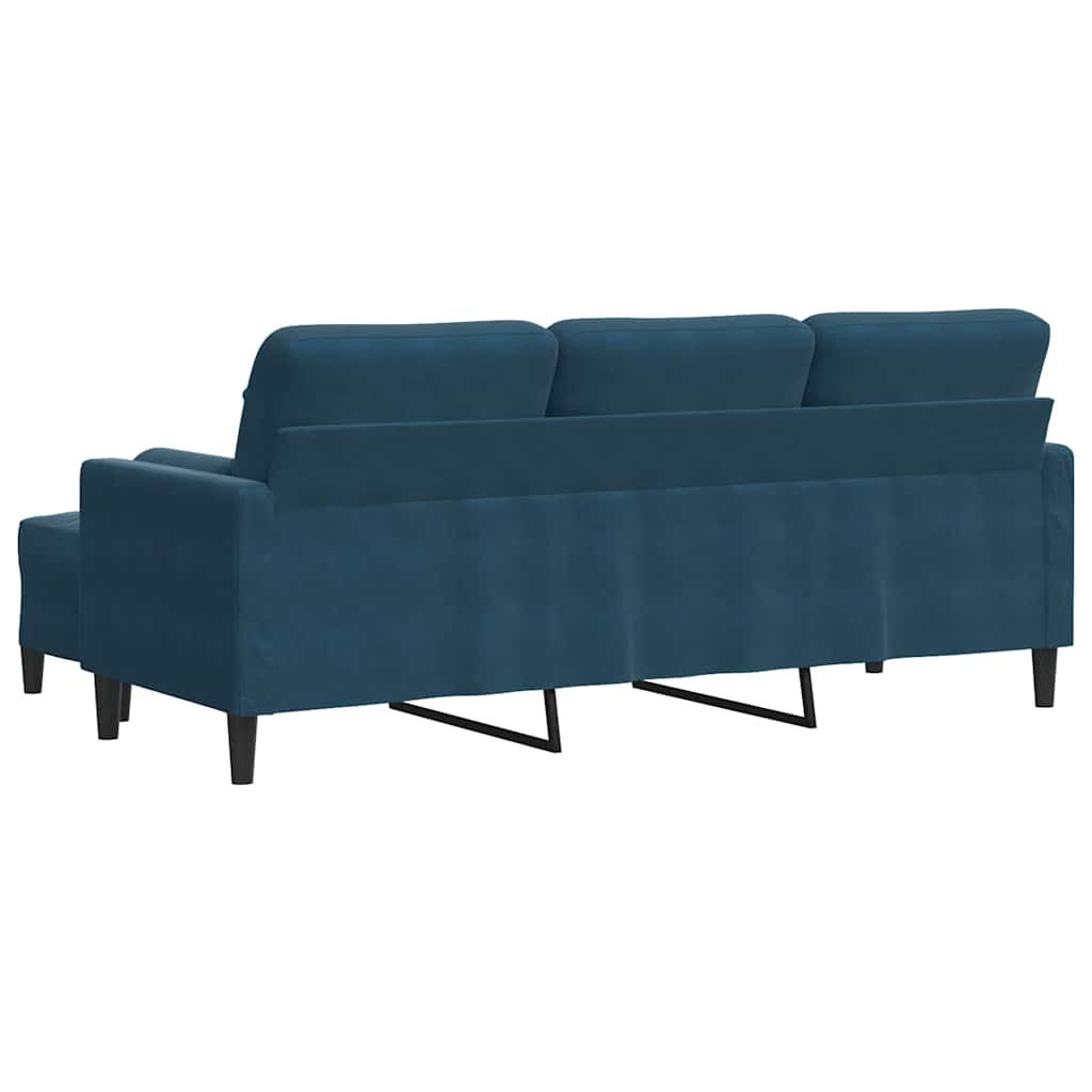 3-Sitzer-Sofa mit Hocker Hellgrau 180 cm Samt