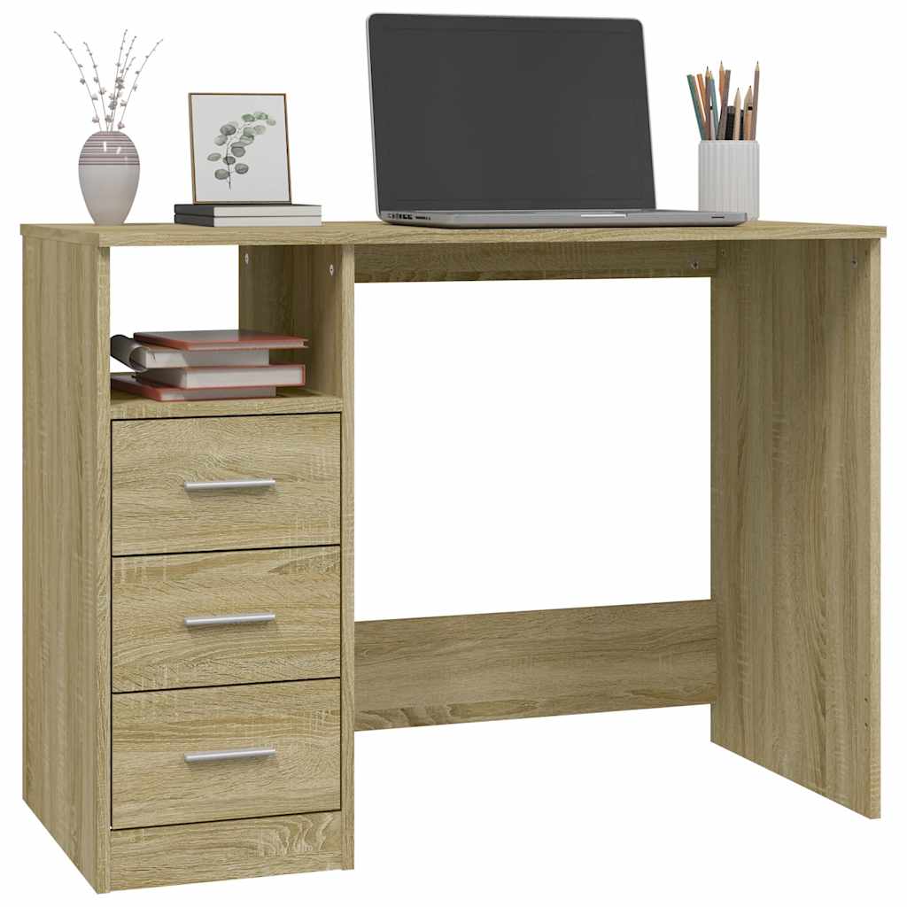 Schreibtisch mit Schubladen Weiß 102x50x76 cm Holzwerkstoff