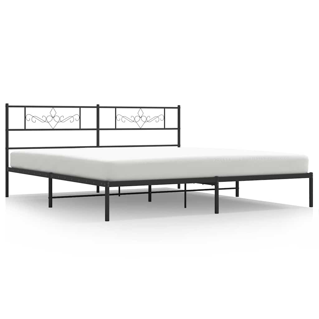 Bettgestell mit Kopfteil Metall Schwarz 100x190 cm