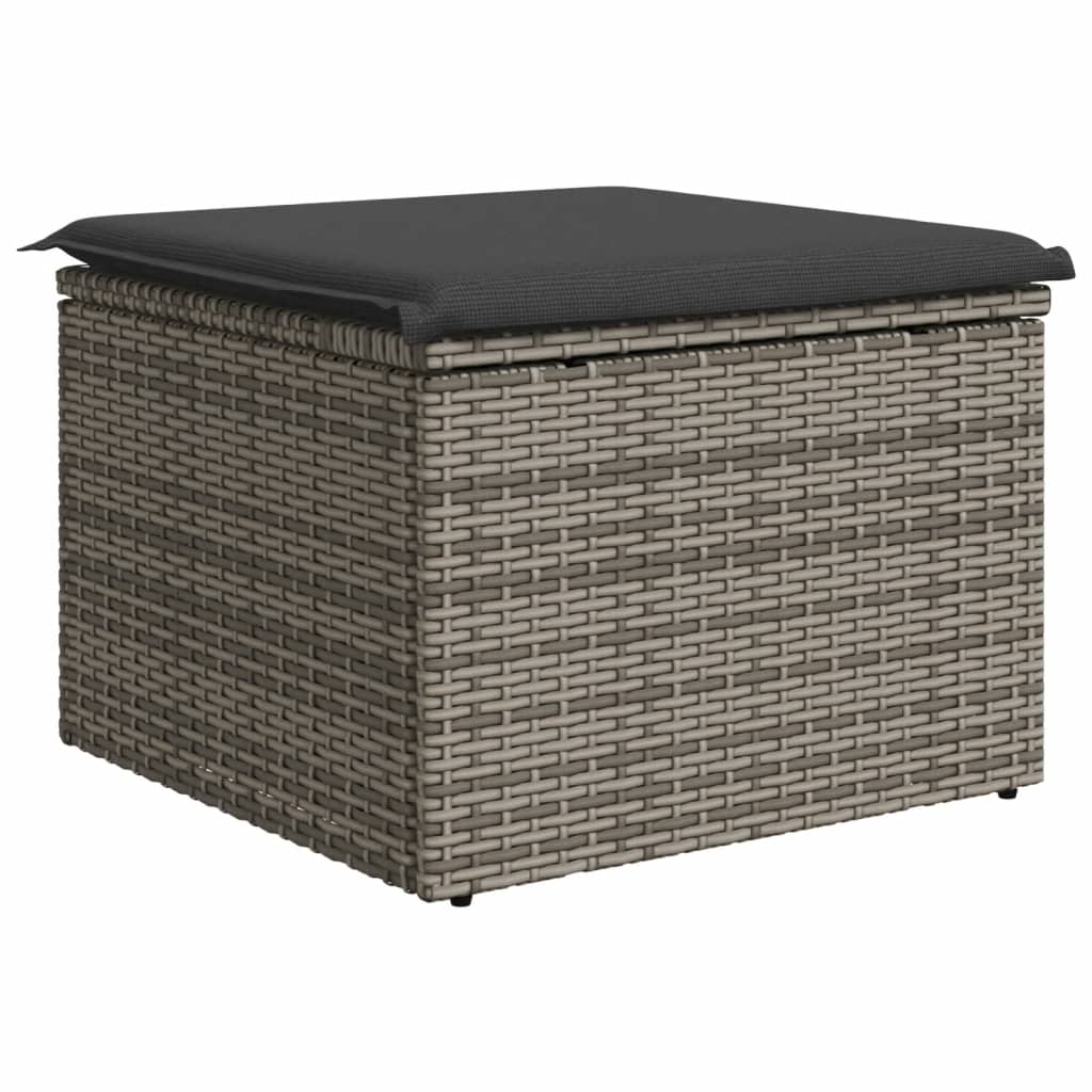 Gartenhocker mit Kissen Schwarz 55x55x37 cm Poly Rattan