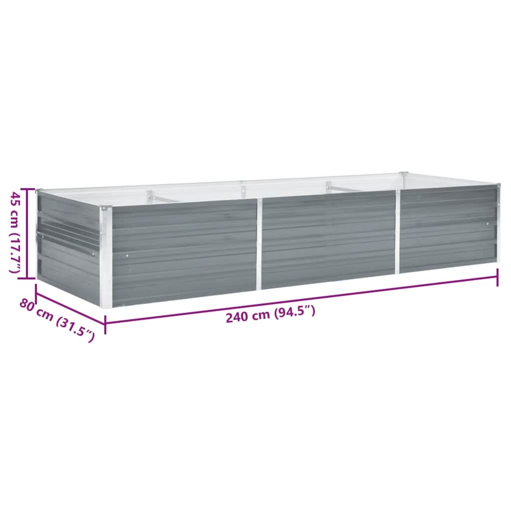 Hochbeet 160 x 80 x 77 cm Verzinkter Stahl Grau