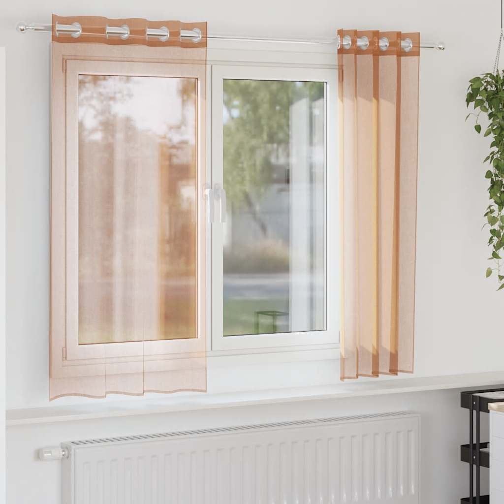 Voile Vorhänge mit Ösen 2 Stk. Apfelgrün 140x140 cm