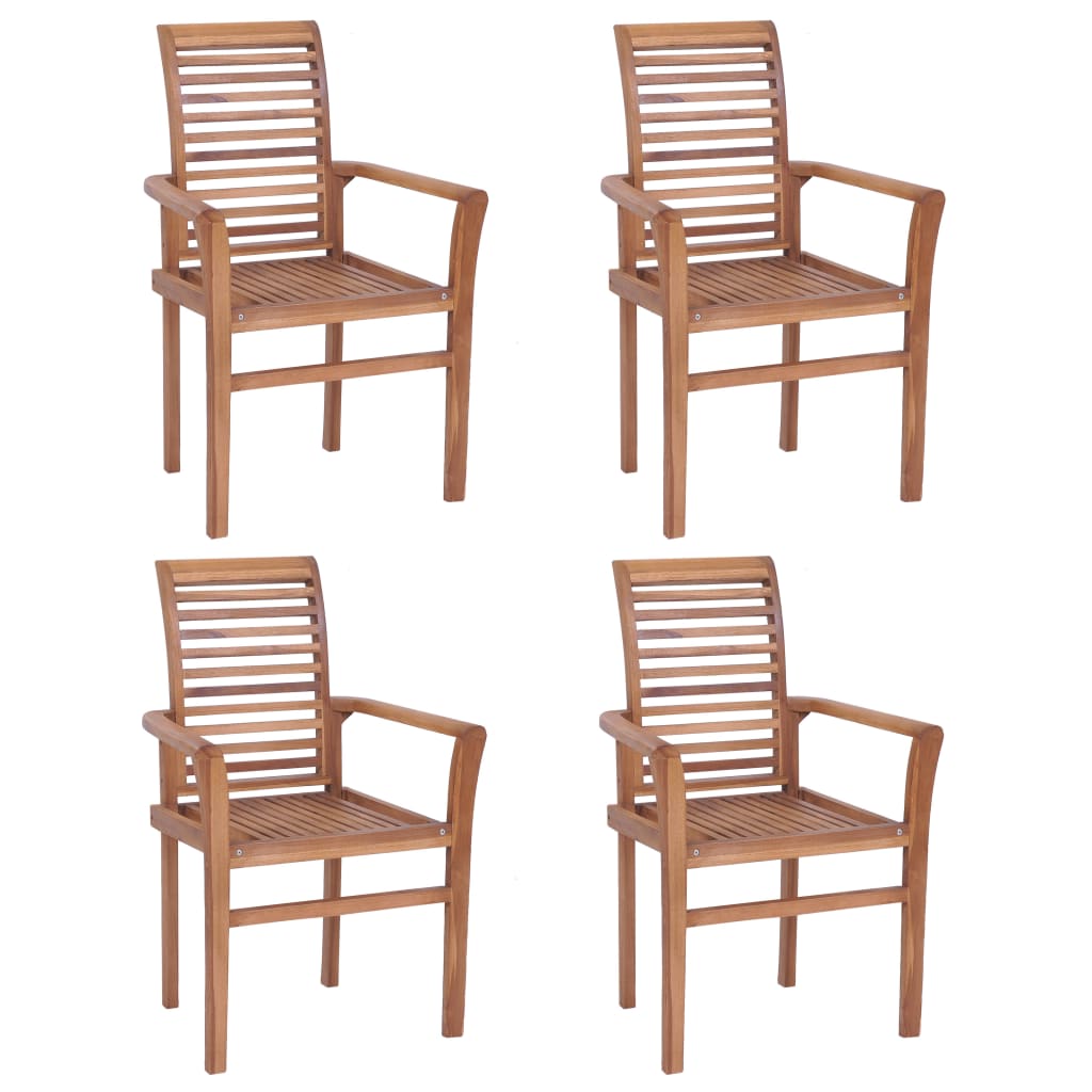 Essstühle 6 Stk. Stapelbar Massivholz Teak