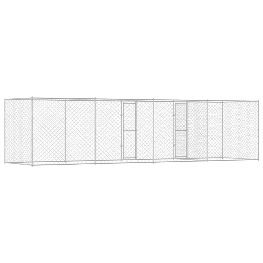 Hundezwinger mit Tür Grau 2x2x1,5 m Verzinkter Stahl