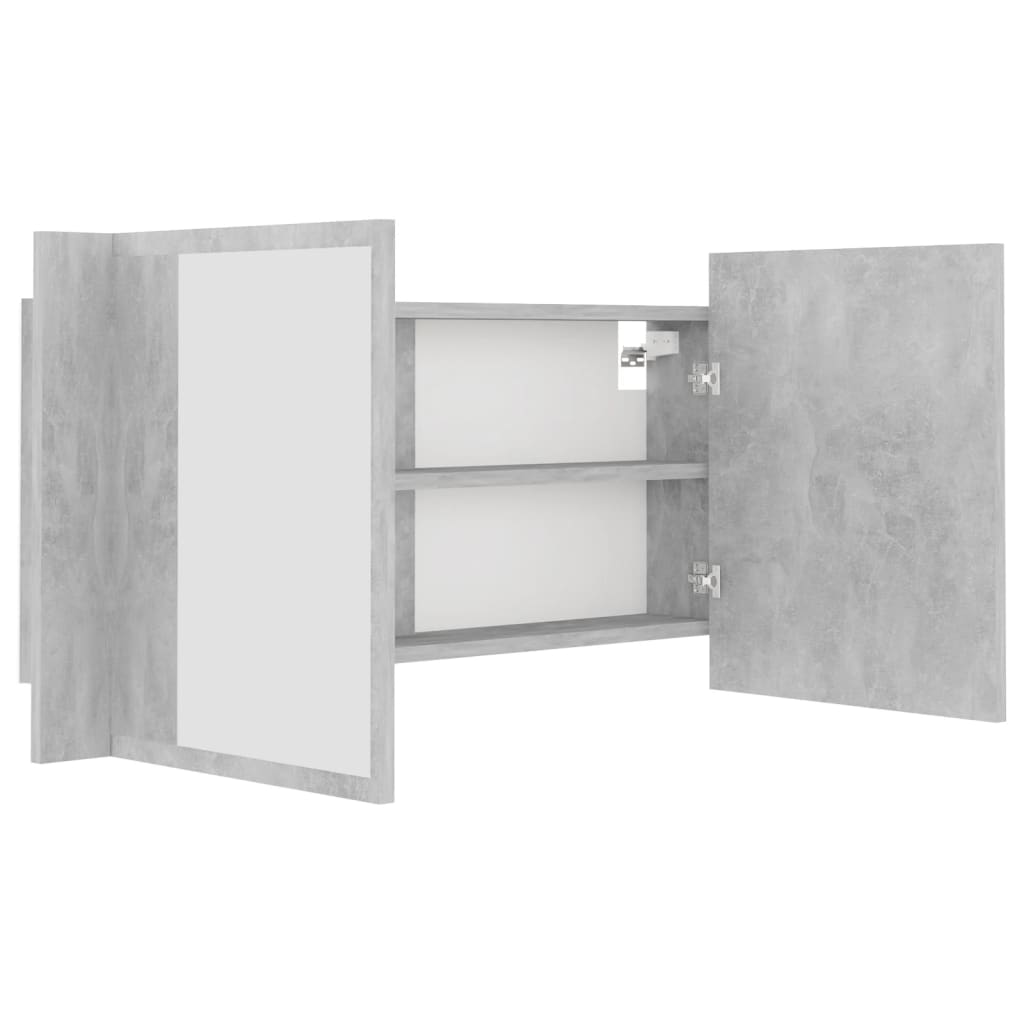 LED-Bad-Spiegelschrank Grau 90x12x45 cm Acryl